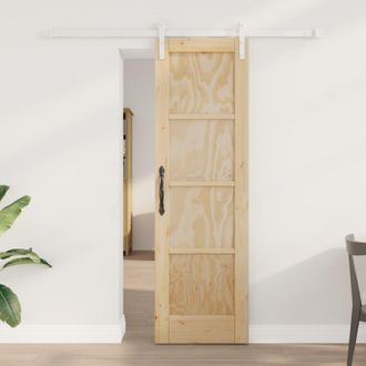 Berkfield Home Sliding Door with Hardware Set 61x198.5 cm Solid Wood Pine in Beige