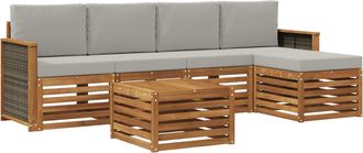 vidaXL Conjunto De Sof&aacute;s De Exterior 6 Uds. Natural Y Gris Claro Vidaxl