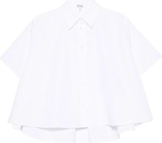 Loewe Katoenen Trapeze Shirt - Dames - Overhemden - Wit - S - Katoen - Overhemden