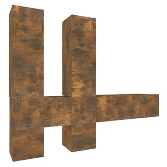 vidaXL Set De Muebles De Tv 7 Pzas Madera Contrachapada Roble Ahumado Vidaxl