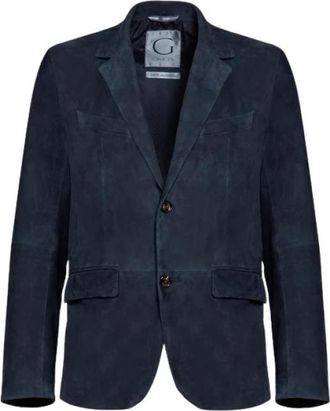 Gimos Licht Su&egrave;de Blazer - Heren - Leren en Su&egrave;de Jassen - Blauw - M - Su&egrave;de - Jassen