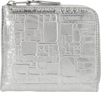 Comme Des Gar&ccedil;ons Embossed Logotype Wallet - Heren - Portefeuilles - Grijs - ONE Size - Leer - Accessoires