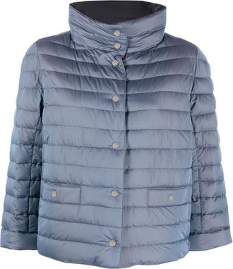 Moorer Cindy high-collar padded jacket - women - Feather Down/Polyamide/Polyamide/Polyester - 44 - Blue