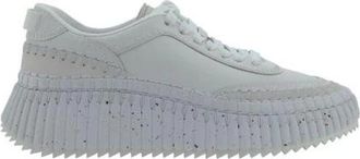 Chlo&eacute; Witte leren sneakers met mesh design - Dames - Sneakers - Wit - 39 EU - Leer - Schoenen