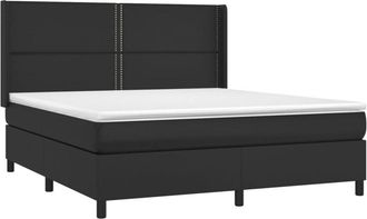 vidaXL Vidaxl - Cama Box Spring Colch&oacute;n Y Led Cuero Sint&eacute;tico Negro 180x200 Cm