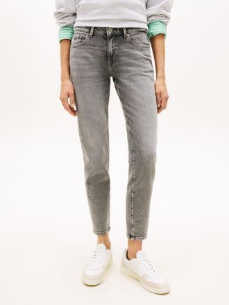 Tommy Jeans Slim-fit-Jeans TOMMY JEANS MR SLIM, Damen, Gr. 25, L&auml;nge 28, denim grau, Denim/Jeans, Obermaterial: 99% Baumwolle, 1% Elasthan, unifarben, slim fit la