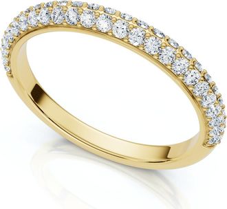 Pompeii3 1/4Ct TW Diamond Micro Pave Wedding Ring Stackable Band 14k Gold Lab Grown