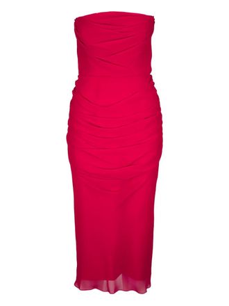 Carolina Herrera strapless draped midi dress - women - Silk - 10 - Red