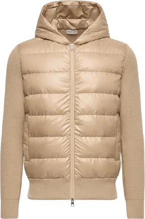 Moncler Moncler Padded Wool Zip-up Hoodie, Men, Beige, Size: 3xl