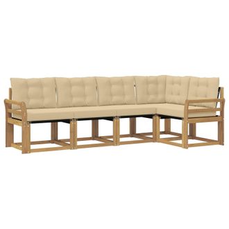 vidaXL Conjunto De Sof&aacute;s De Exterior Con Coj&iacute;n 5 Pcs Y Beige Vidaxl