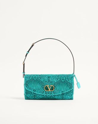 Valentino Garavani Valentino Garavani DeVain Small Shoulder Bag In Jacquard Cloqu&eacute; Lurex Fabric Wo
