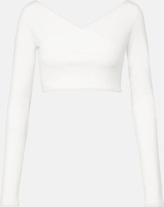Alaia Ala&iuml;a Cotton-blend cr&ecirc;pe wrap top
