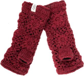 Nirvanna Designs Flower Crochet Handwarmers in Wine at Nordstrom