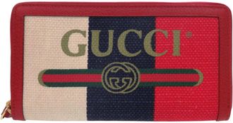 Gucci Black Blue Red Color White Canvas Coin Purse/Coin Case (Pre-Owned)