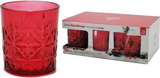 Trade Shop Trade Shop - Set 6 Pz Bicchieri In Vetro Of Whisky Color Rosso Capacity 35cl Stile Elegante