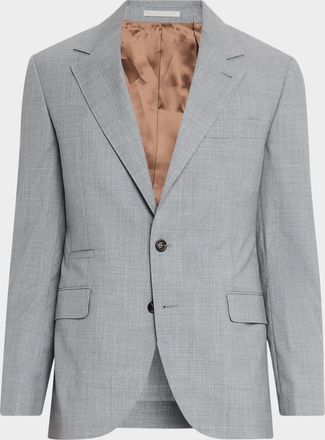Brunello Cucinelli Mens Sharkskin Virgin Wool Single-Breasted Blazer