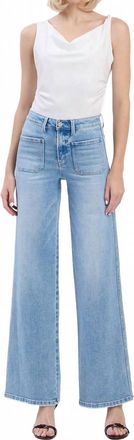 Flying Monkey Apus High Rise Patch Pocket Wide Leg Jeans In Light Blue