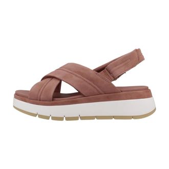 Clarks Schoenen, Dames, Roze, 38 EU, Tuscan Cross Platte Sandalen