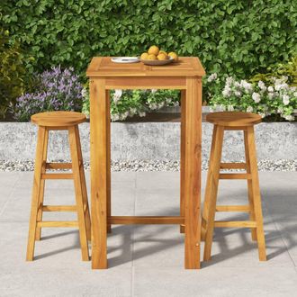 vidaXL Mesa Y Taburetes Altos De Jard&iacute;n 3 Pzas Madera Maciza Acacia Vidaxl