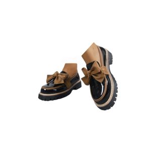 Generic Loafers Shoes for Women Girls School Shoes Womens Patent Loafers with Bow Trendy Comfort Closed Round Toe Slip On Bow-Knot Dress Flat Low Heels Pump L