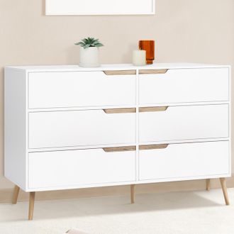 IDMarket Helsinki Arc&oacute;n De 6 Cajones 115 Cm Blanco Escandinavo