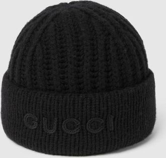 Gucci Wool Cashmere Hat With Embroidery, Black, Wool