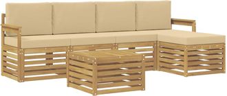 vidaXL Conjunto De Sof&aacute;s De Exterior 6 Uds. Y Beige Poli&eacute;ster Vidaxl