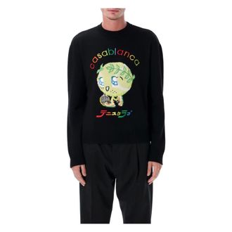 Casablanca Truien & Vesten, Heren, Zwart, L, Wol, Character Intarsia Crew