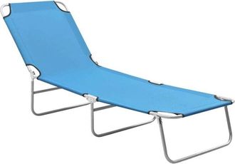 vidaXL Folding Sun Lounger Steel and Fabric Turquoise Blue vidaXL