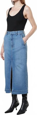 Enza Costa Soft Touch Slit Skirt In Mid Wash