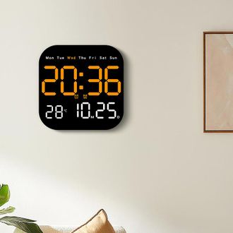 OEM Reloj De Pared Led Multifuncional, Con Mando A Distancia, Temporizador, Temporizador De Cuenta Atr&aacute;s, Indicador De Temperatura, Color Naranja