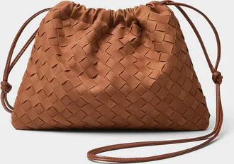 Simons Womens Basketweave faux-suede pouch