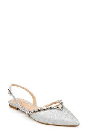 Badgley Mischka Camden Pointed Toe Slingback Flat in Silver at Nordstrom Rack, Size 6.5