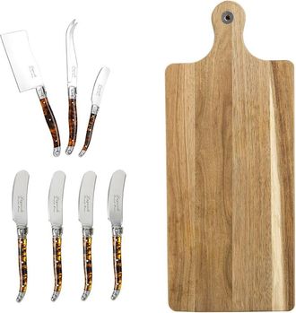 French Home 8Pc Laguiole Cheese Knife & Spreader Set With Wood Board