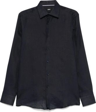 BOSS linen shirt - men - Linen/Flax - 39 - Blue