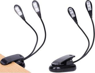 OEM L&aacute;mpara Para Atril De 2 Piezas, 4 Luces Led Para Libros, Funciona Con Usb Y Pilas Aa, Segura Para La Vista Y Port&aacute;til, Port&aacute;tiles, Color Negro