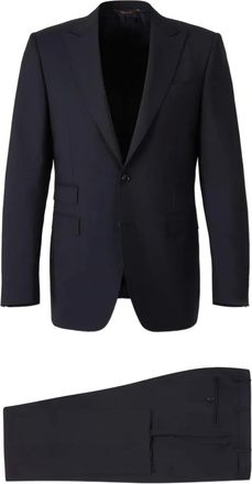 Canali Pak met twee knopen en revers - Blauw