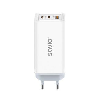 Savio Savio La-07 Cargador De Red Gan 65w, Usb, Qc4.0+, Pd 3.0, Blanco