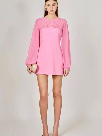 endless rose Mixed Media Mini Dress With Puff Sleeves In Pink