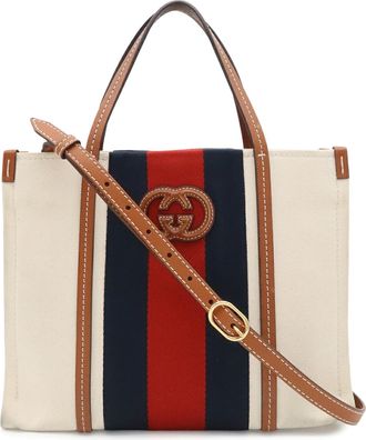 Gucci Brown Green Navy Red Color Canvas Shoulder Bag Tote Bag (Pre-Owned)