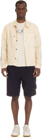 C.P. Company Casual Cotton-Linen Overshirt with Button Closure