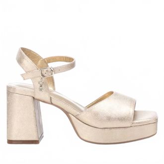 Xti Womens Heeled Suede Sandals With Platform In Gold