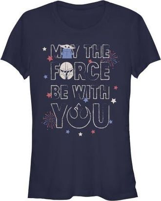 Star Wars Juniors Star Wars The Mandalorian May The Force And Fireworks T Shirt in Navy Blue at Nordstrom, Size Xx-Large