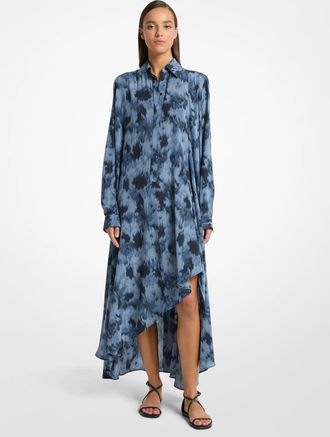 Michael Kors Floral Chin&eacute; Silk Crepe De Chine Draped Caftan