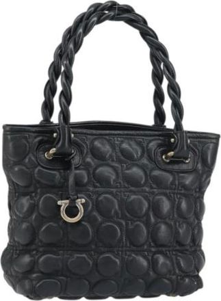 Ferragamo Pre-owned Handbags, female, Black, Size: ONE SIZE Pre-owned Leather Handbag