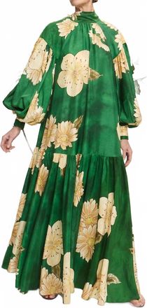 Alemais Sage Silk Gown In Green