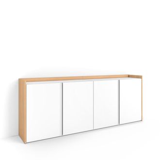 Skraut Home Aparador efecto madera blanco y roble 207x35x80cm