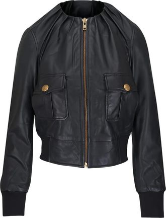 R13 Giacca in pelle con zip - Nero