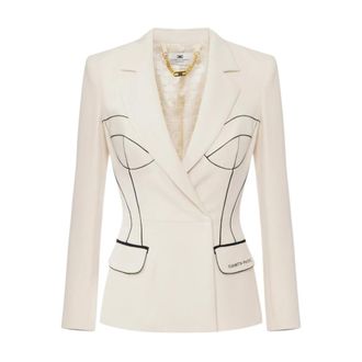 Elisabetta Franchi Blazer - Dames - Jassen - Beige - Maat: M Poliester