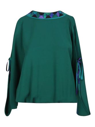 Pucci Blouse met open rug - Groen